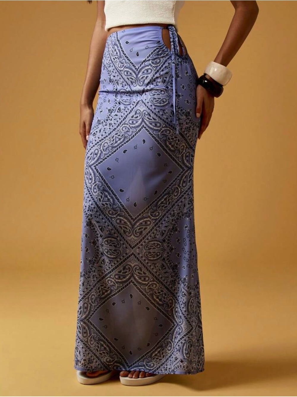 NWT Lavender Blue Bandana Print Maxi Skirt